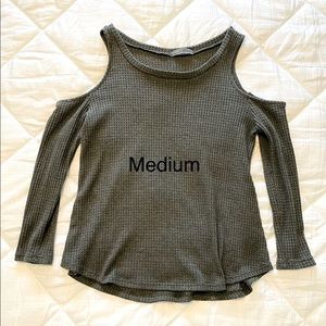 Women’s Long Sleeved Cold Shoulder Waffle Knit Top